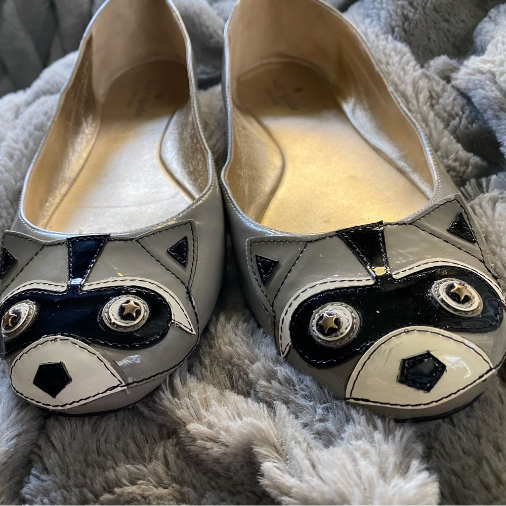 Kate Spade Jairo Raccoon Grey Patent Leather Ballet Flats. Size 10.5 - Picture 1 of 9